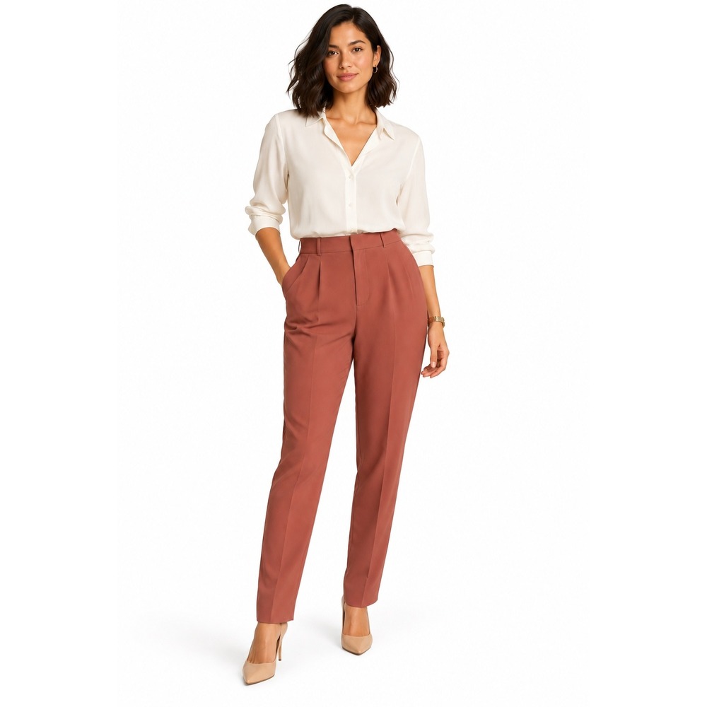 A New Day Tapered Leg High Rise Stretch Pants Terracotta Rust Size 8R NWT